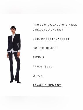 Norma Kamali : CLASSIC SINGLE BREASTED JACKET
SKU: KK2234PLA93001 Black Small